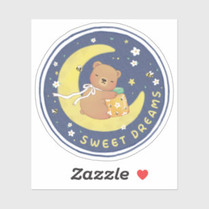 Sweet Dreams: Teddy Bear & Honey Illustration Sticker