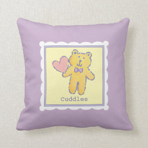 Sweet Dreams Teddy Bear with Heart Baby Lavender Throw Pillow