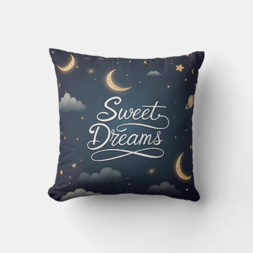 Sweet Dreams Throw Pillow  Magical Starry Night 