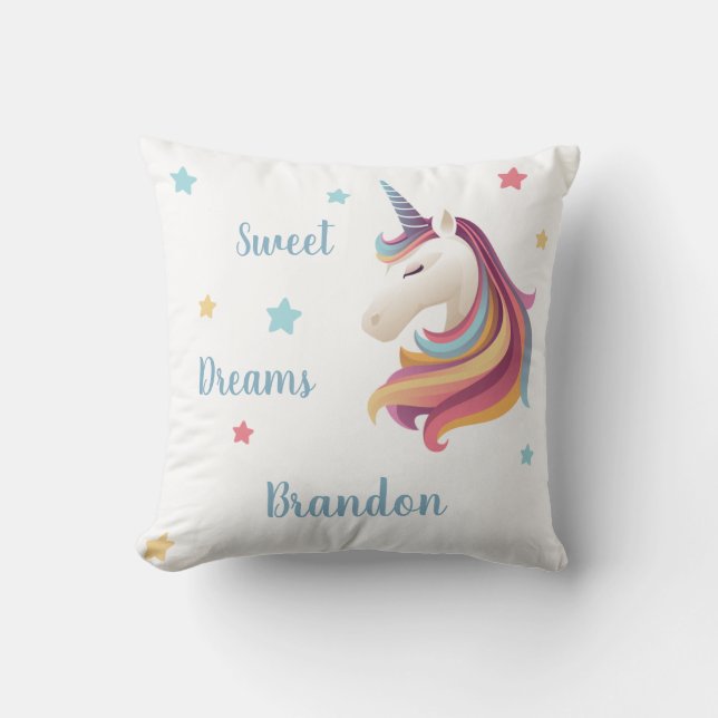 Sweet dreams unicorn personalize (your name) throw pillow (Front)