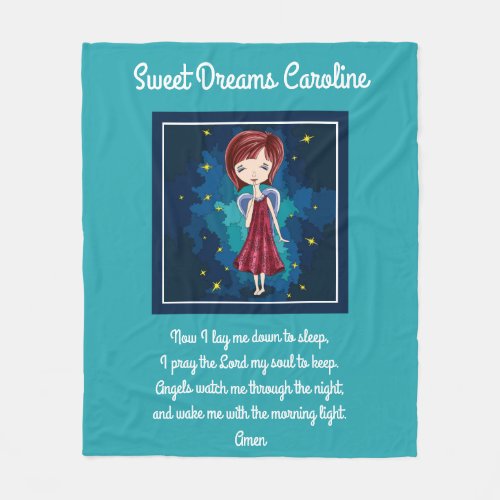 Sweet Dreams w Prayer personalized Fleece Blanket
