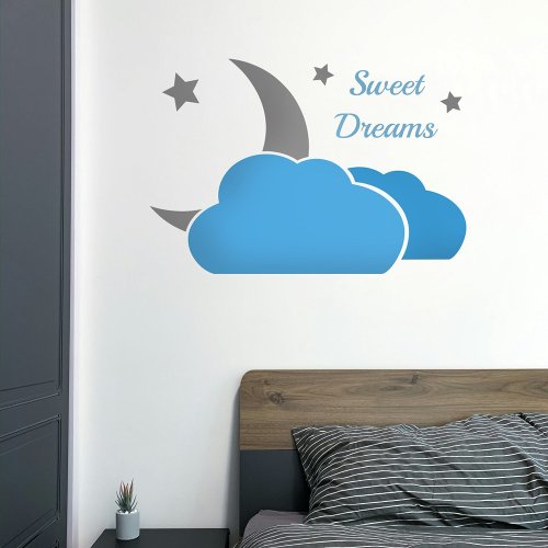 Sweet Dreams Wall Decal with moon clouds and star