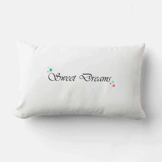 Sweet Dreams White Lumbar Pillow (Front)
