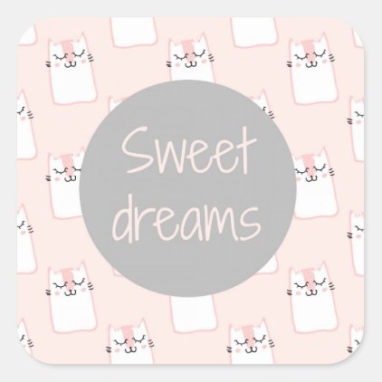 Sweet Dreams With Cats Square Sticker