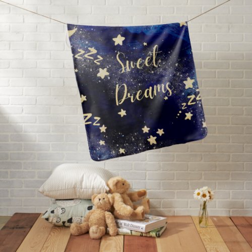 Sweet Dreams with Moon and Stars Baby Blanket