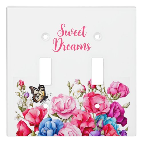 Sweet Dreams with sweet pea flowers Light Switch Cover