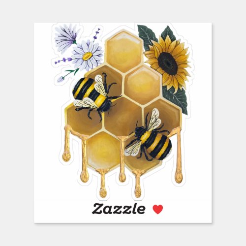 Sweet Dripping Honey Bee Die_Cut Stickers