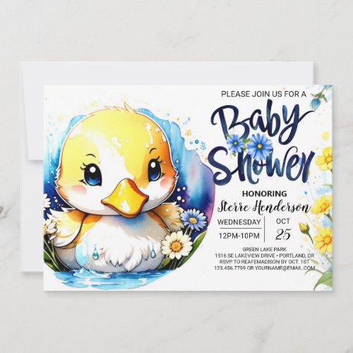 Sweet Duckling Parade Baby Shower Invitation