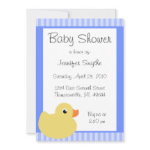 Sweet Ducky Blue Baby Shower Invitations