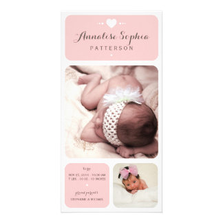 Sweet Duet Photo Baby Girl Birth Announcement