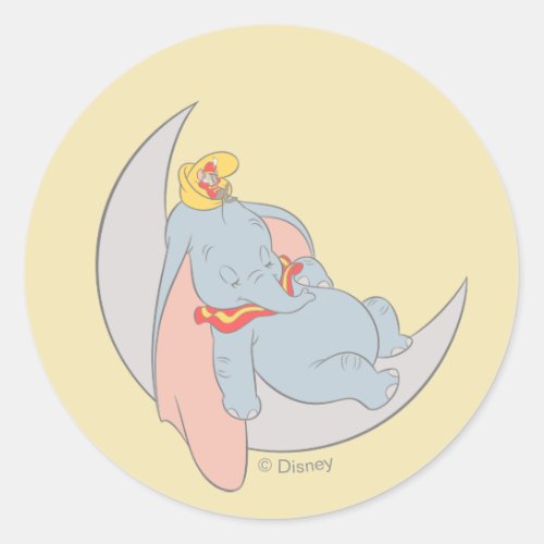 Sweet Dumbo and Timothy Sleeping Classic Round Sticker