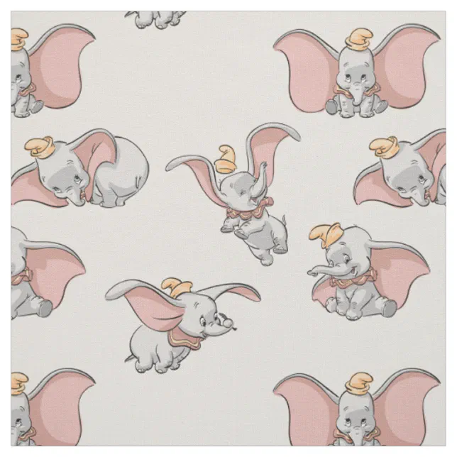 Sweet Dumbo Pattern Fabric | Zazzle