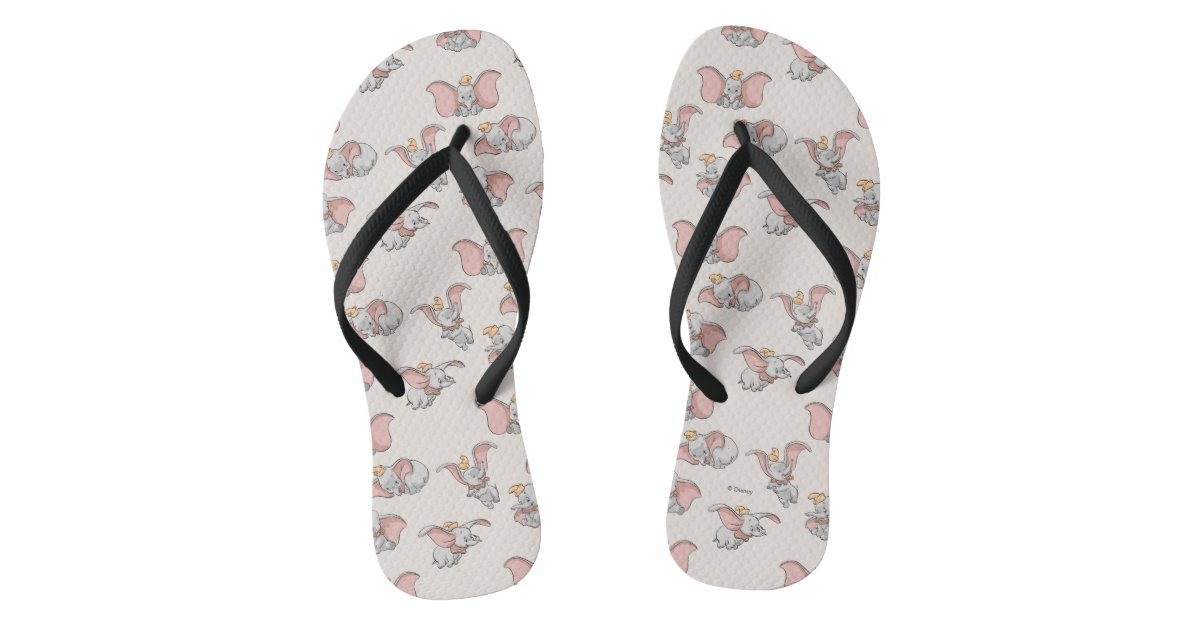 Sweet Dumbo Pattern Flip Flops | Zazzle
