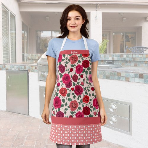 Sweet Dusty Pink Roses  Personalized Apron