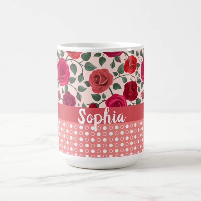 Sweet Dusty Pink Roses  Personalized Coffee Mug (Center)