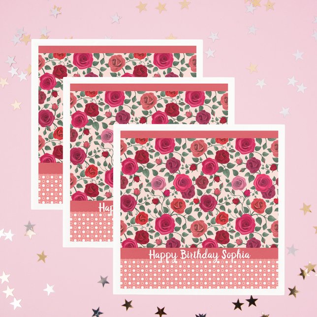 Sweet Dusty Pink Roses  Personalized  Napkins (Creator Uploaded)