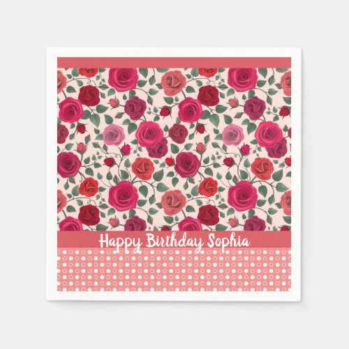 Sweet Dusty Pink Roses  Personalized  Napkins