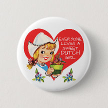Sweet Dutch Girl Vintage Tulips Meisje & Heart