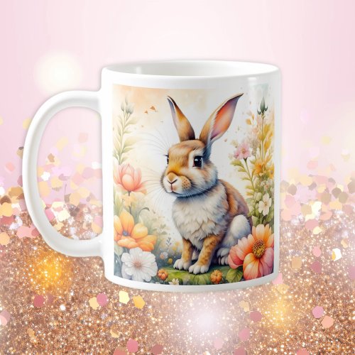 Sweet Easter Blessings Vintage Bunny Rabbit  Coffee Mug