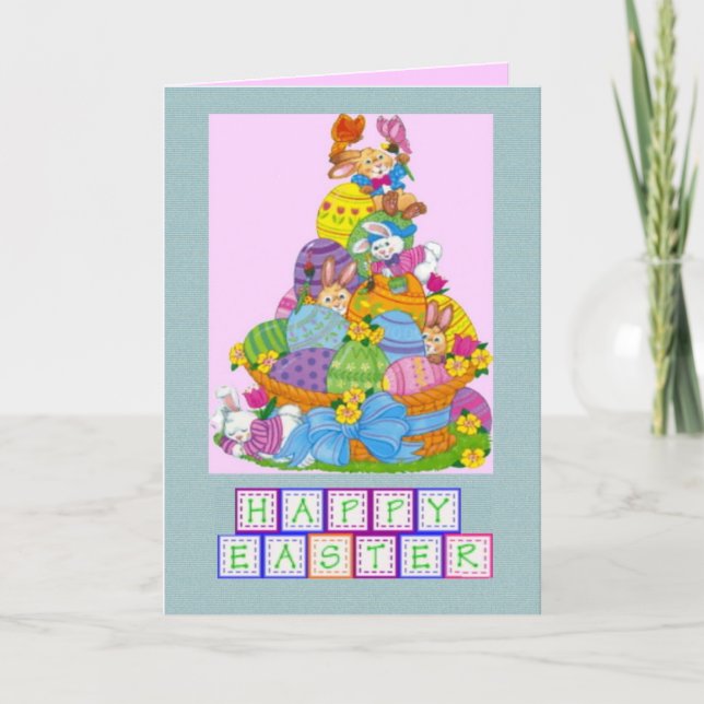Sweet  Easter Bunnies Holiday Card (Front)