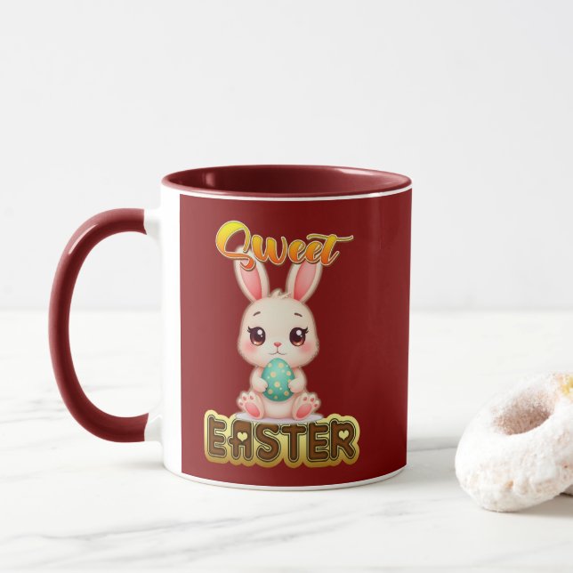 Sweet Easter Bunny – Cute Chocolate - caneca Mug (With Donut)