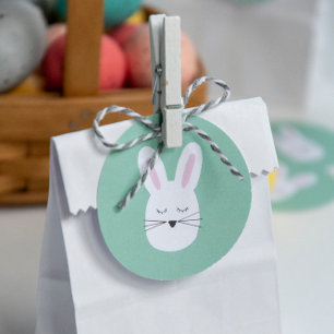 Sweet Easter Bunny Mint Green Happy Easter Gift Favor Tags