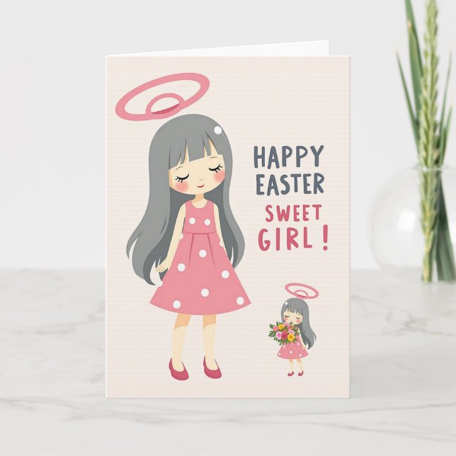 Sweet Easter Girl Card (Front)