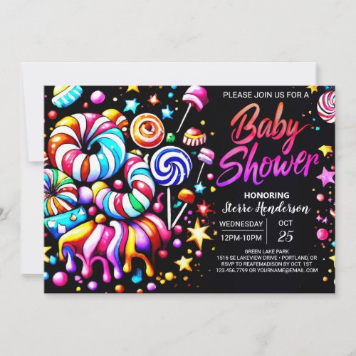 Sweet Editable Candy Wonderland Baby Shower Invitation