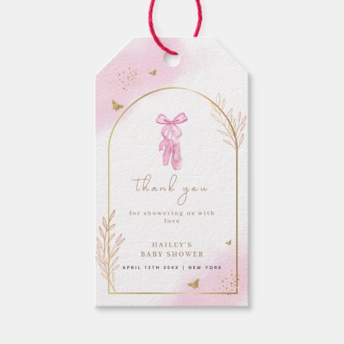 Sweet Elegant Arch Ballerina Baby Shower Thank You Gift Tags