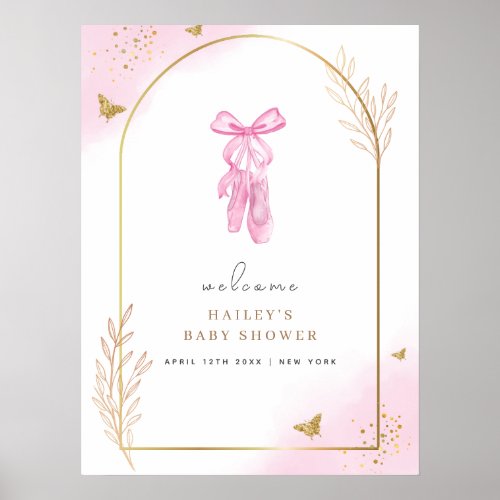 Sweet Elegant Arch Ballerina Welcome Baby Shower  Poster