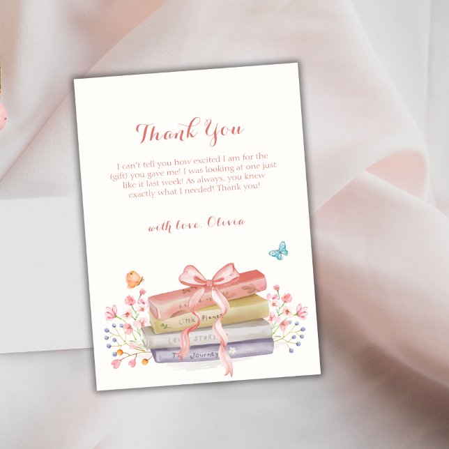Sweet Elegant Floral Bow Book Baby Shower Thank You Card (Sweet Elegant Floral Bow Book Baby Shower Thank You Card)