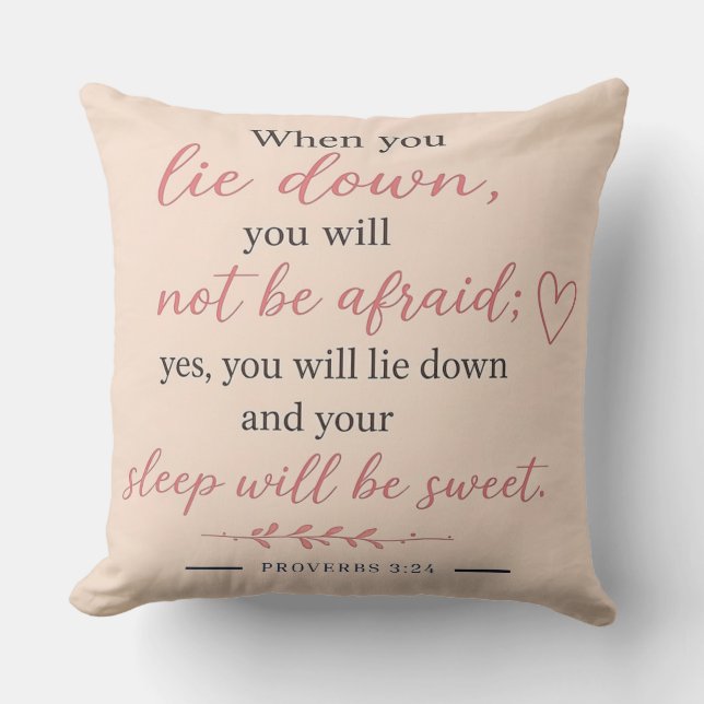 Sweet & Elegant - PROVERBS 3:24 Throw Pillow (Front)