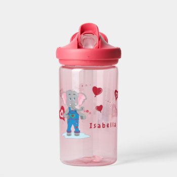 Sweet Elephant And Hearts Kid Water Bottle by ArianeC at Zazzle