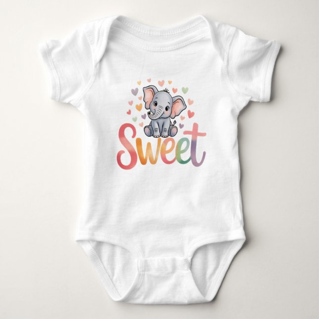 Sweet Elephant Baby Bodysuit (Front)