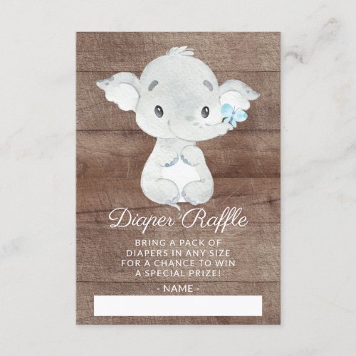 Sweet Elephant Baby Shower Diaper Raffle Ticket Enclosure Card