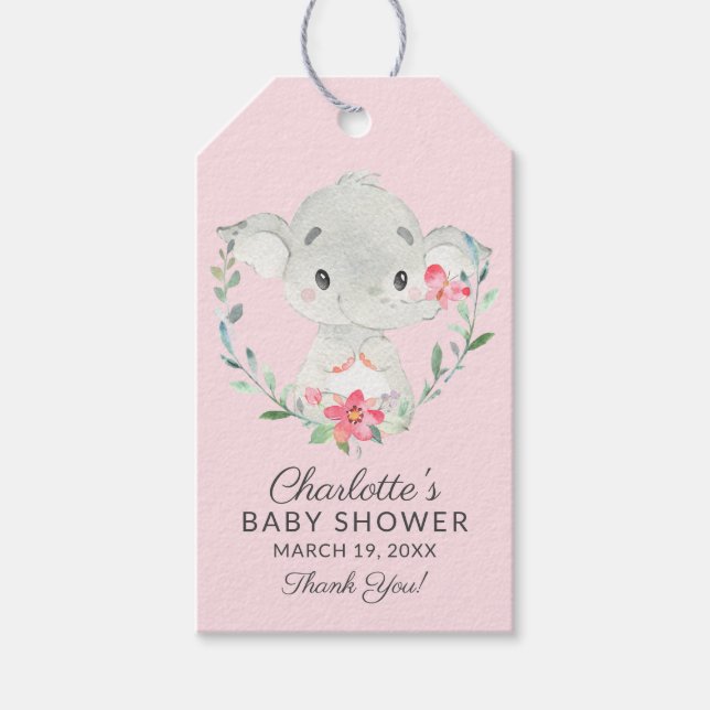 Sweet Elephant Baby Shower Favor Gift Tag (Front)
