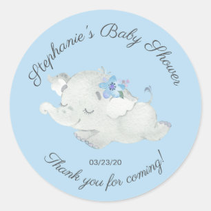 Sweet Elephant Baby Shower Favor Sticker