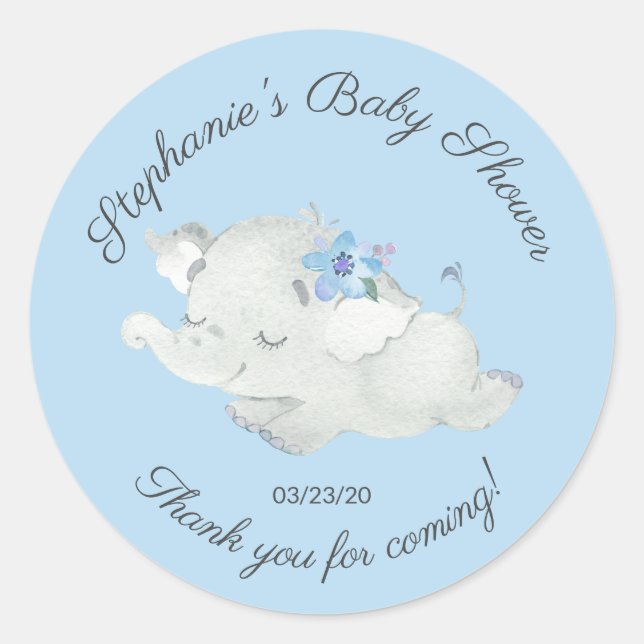 Sweet Elephant  Baby Shower Favor Sticker (Front)