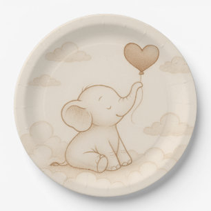Sweet Elephant Baby Shower Paper Plates