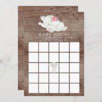 Sweet Elephant BINGO Baby Shower Game Invitation