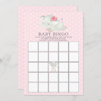 Sweet Elephant BINGO Baby Shower Game Invitation