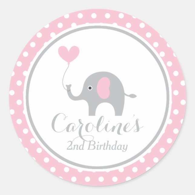 Sweet Elephant Birthday Sticker (Front)