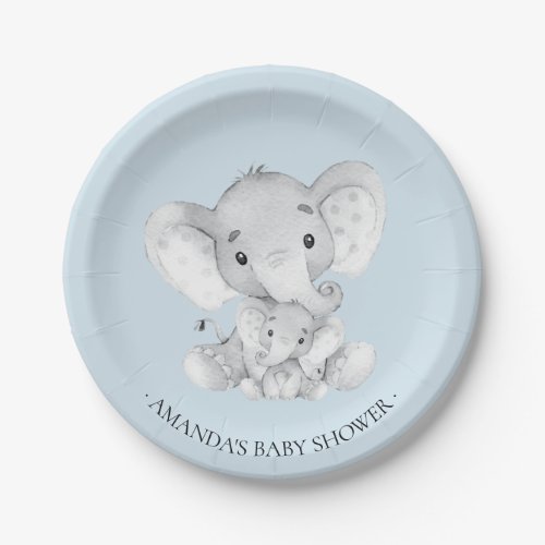 Sweet Elephant Boys Baby Shower 7 Plate