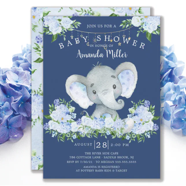 Sweet Elephant Boys Baby Shower Invitation | Zazzle