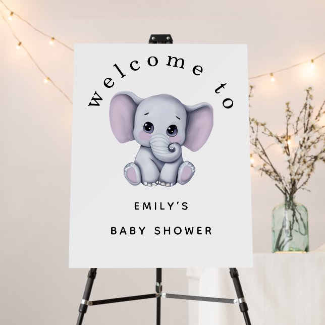 Sweet Elephant Gender Neutral Welcome Baby Shower  Foam Board (In Situ (Stand))