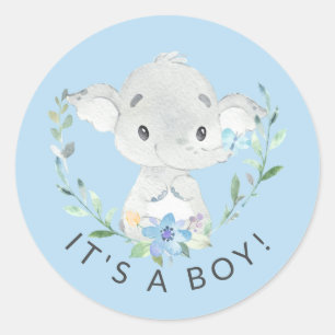 Sweet Elephant It' a Boy Favor Sticker