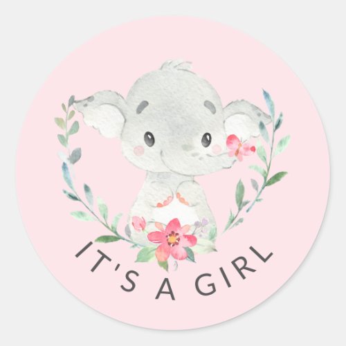 Sweet Elephant It a Girl Favor Sticker