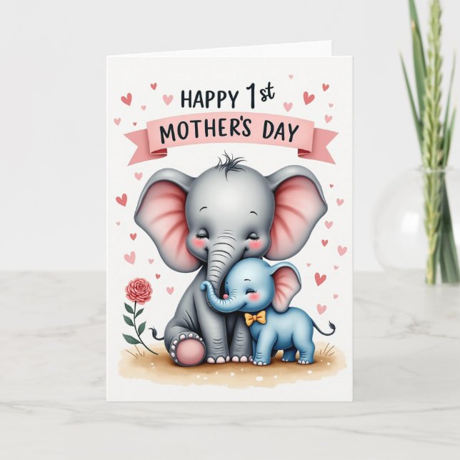 Sweet Elephant Mothers Day Card (Front)