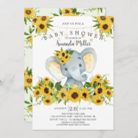Sweet Elephant Neutral Baby Shower Invitation