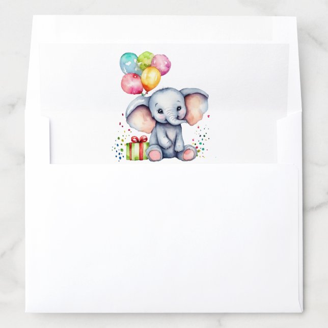 Sweet Elephant Party Watercolor Balloons  Envelope Liner (In Envelope)